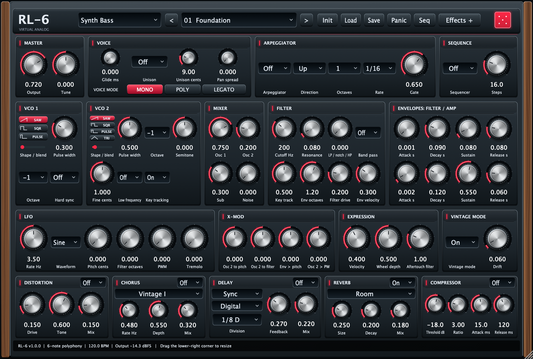RL-6 Virtual Analog Synthesizer